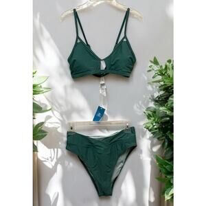 New Women's Green Bikini 2 Piece Swimsuit Top Size Medium Swimwear Beachwear